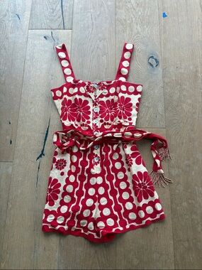 Farm Rio NWOT Palermo Line Romper size XSmall with Tie Belt